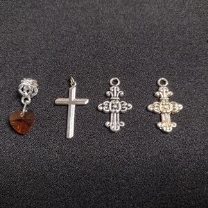 Silver and Gold Cross Pendant Set